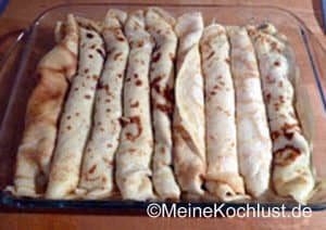 Pfannkuchen-Rollen vorm Backen
