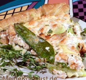 Lauchzwiebel-Quiche mit Lachs-Tatar