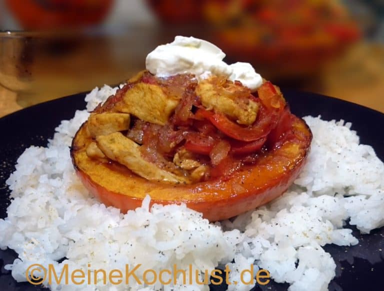 Gebackener Hokkaido-Kürbis mit Hähnchen – Meine Kochlust – Meine Rezepte